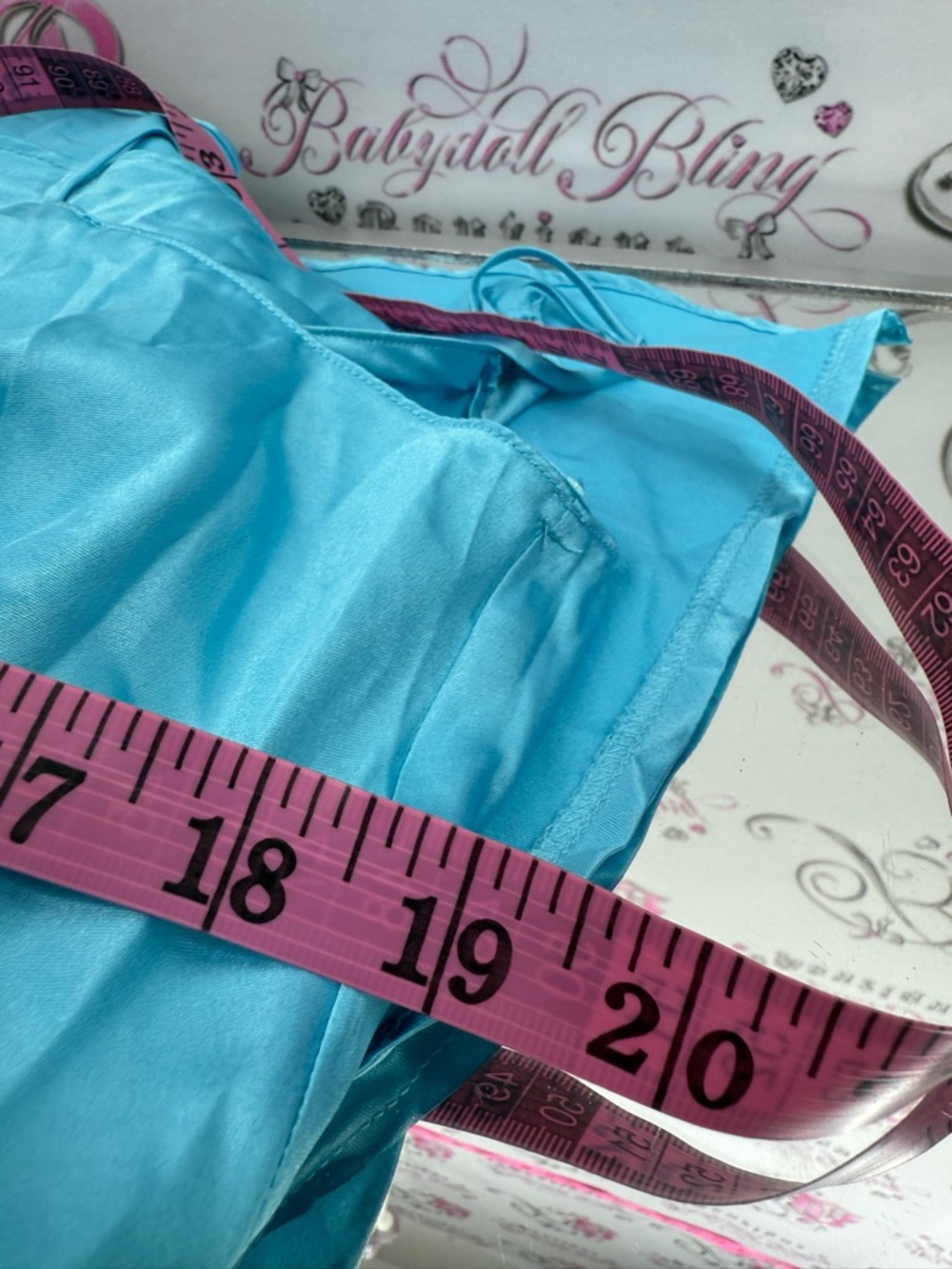 Silk and Satin dress rhinestone diamond Aqua Slip Dress with Keyhole Detail - Picture 12 of 13